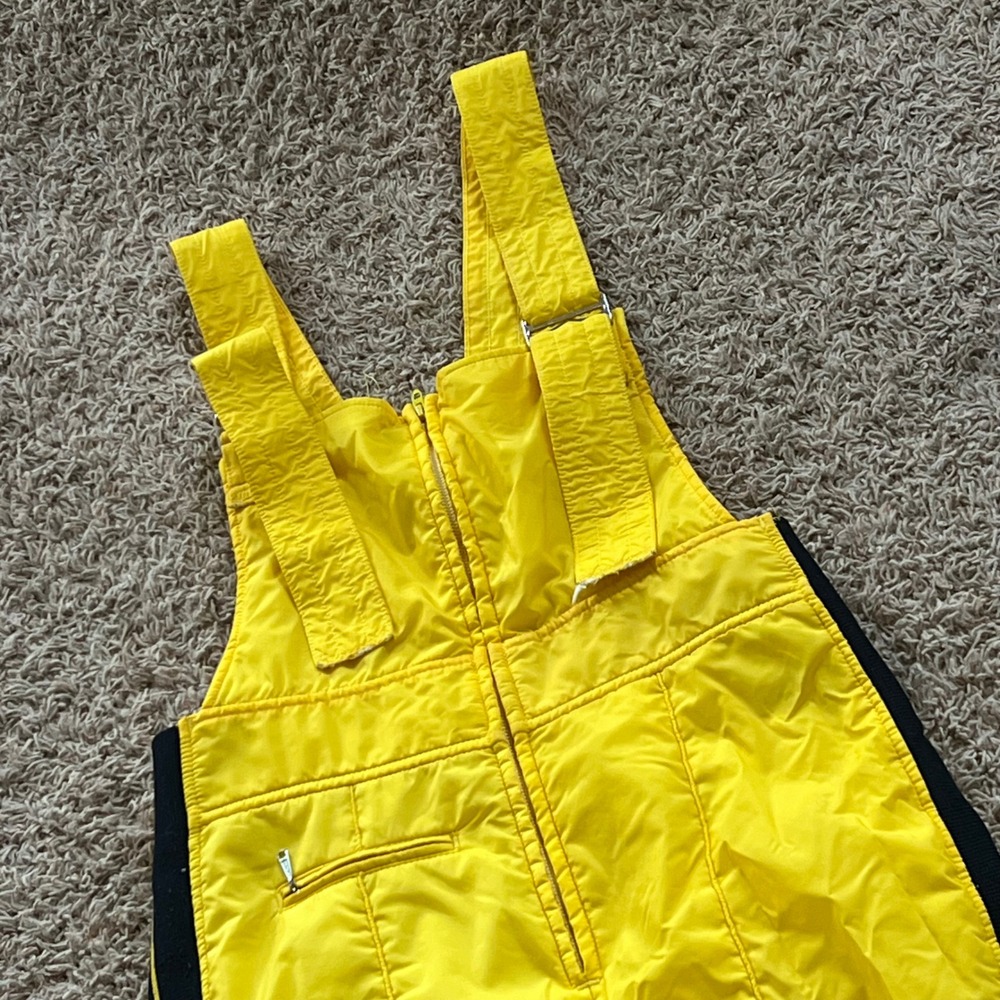 Vintage White Stag ActionSports Yellow Ski Bibs Overalls Retro Winter Size 16